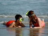 Laura and Ian Laying in the Ocean